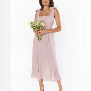 Show Me Your MuMu Mauve Tie-Shoulder Midi Dress, Size Small